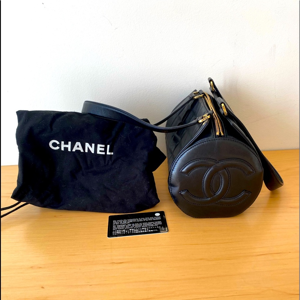 **SOLD**CHANEL** Black “Chocolate Bar” Barrel Bag Fall 2002 Collection